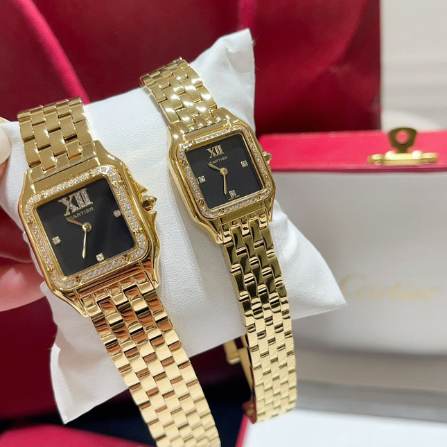 PANTHÈRE SMALL MODEL DE CARTIER WATCH GOLD CASE WITH CRYSTALS