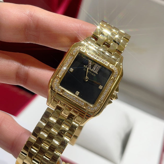 PANTHÈRE SMALL MODEL DE CARTIER WATCH GOLD CASE WITH CRYSTALS