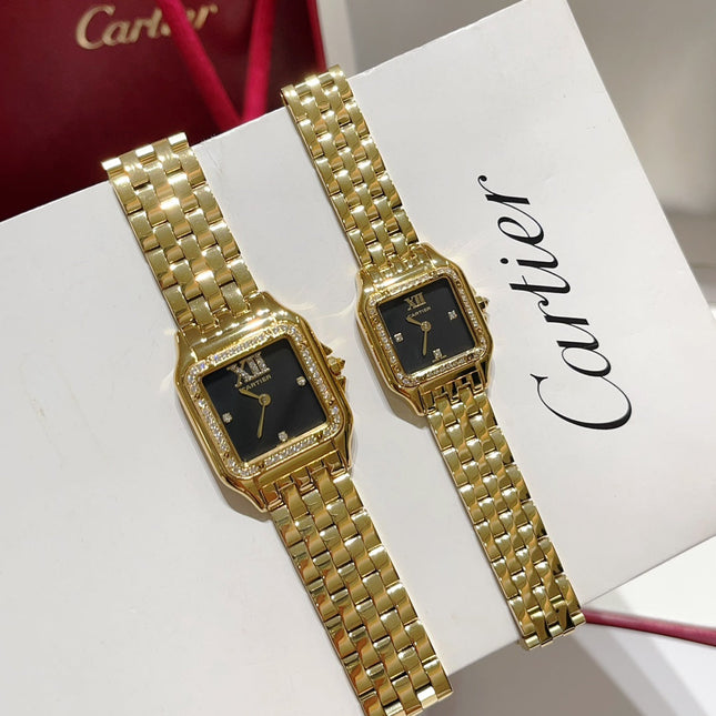 PANTHÈRE SMALL MODEL DE CARTIER WATCH GOLD CASE WITH CRYSTALS