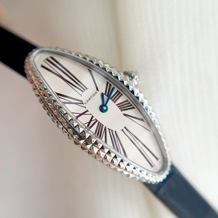BAIGNOIRE ALLONGÉE WATCH ROSE GOLD CASE WITH BLACK LEATHER STRAP