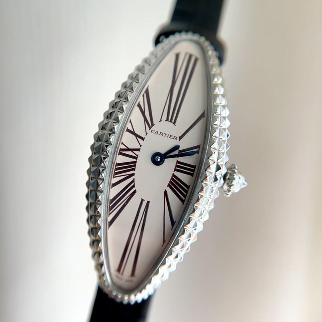 BAIGNOIRE ALLONGÉE WATCH ROSE GOLD CASE WITH BLACK LEATHER STRAP