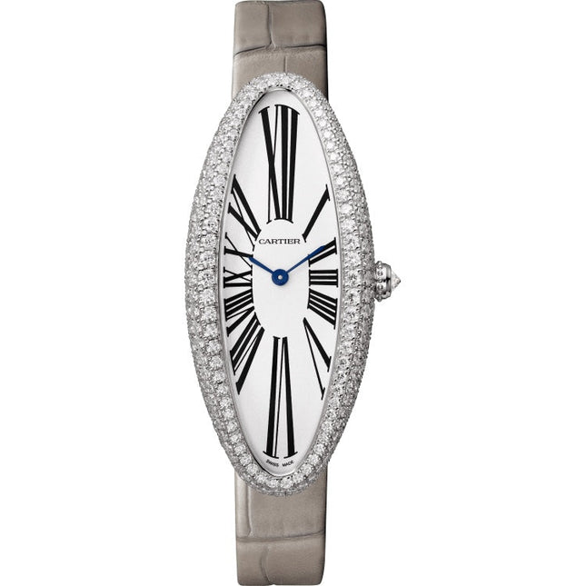 BAIGNOIRE ALLONGÉE WATCH ROSE GOLD CASE WITH PASTEL GRAY LEATHER STRAP