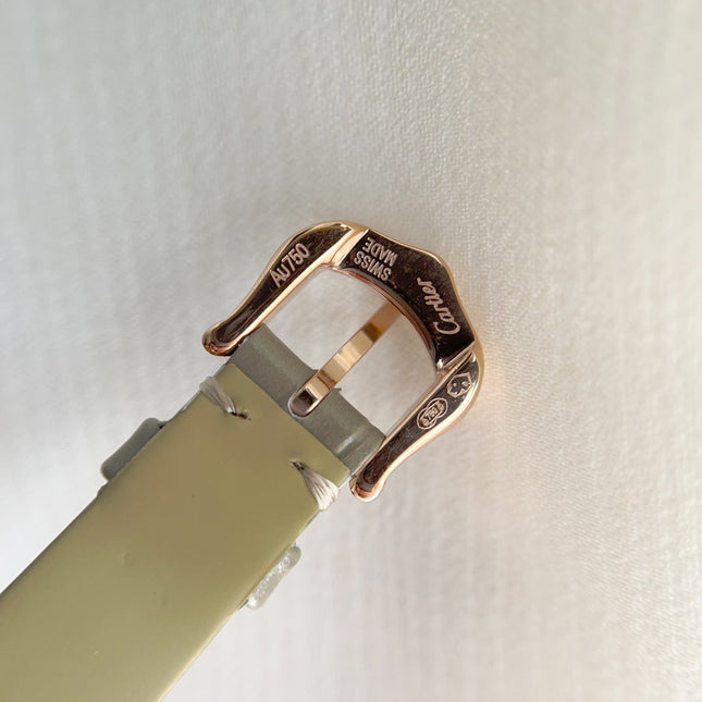 BAIGNOIRE ALLONGÉE WATCH ROSE GOLD CASE WITH WARM GRAY LEATHER STRAP