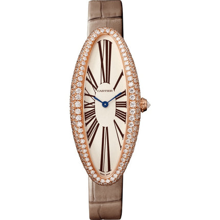 BAIGNOIRE ALLONGÉE WATCH ROSE GOLD CASE WITH WARM GRAY LEATHER STRAP