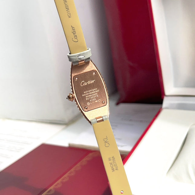 BAIGNOIRE ALLONGÉE WATCH ROSE GOLD CASE WITH ASH GRAY LEATHER STRAP