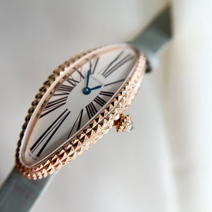 BAIGNOIRE ALLONGÉE WATCH ROSE GOLD CASE WITH ASH GRAY LEATHER STRAP