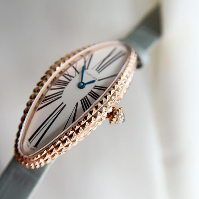 BAIGNOIRE ALLONGÉE WATCH ROSE GOLD CASE WITH ASH GRAY LEATHER STRAP