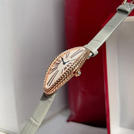 BAIGNOIRE ALLONGÉE WATCH ROSE GOLD CASE WITH ASH GRAY LEATHER STRAP