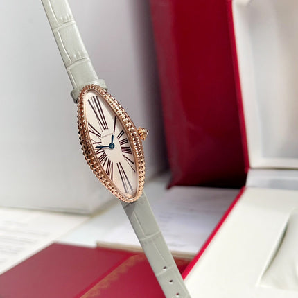 BAIGNOIRE ALLONGÉE WATCH ROSE GOLD CASE WITH ASH GRAY LEATHER STRAP