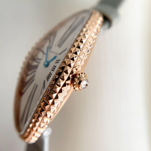 BAIGNOIRE ALLONGÉE WATCH ROSE GOLD CASE WITH ASH GRAY LEATHER STRAP
