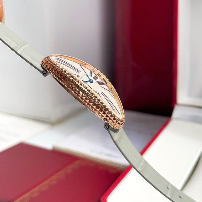 BAIGNOIRE ALLONGÉE WATCH ROSE GOLD CASE WITH ASH GRAY LEATHER STRAP