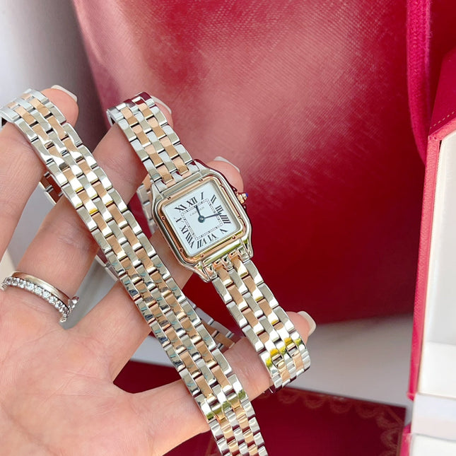 PANTHÈRE DE CARTIER WATCH PINK GOLD MIX SILVER CASE