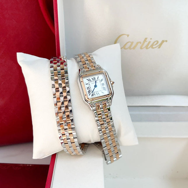 PANTHÈRE DE CARTIER WATCH PINK GOLD MIX SILVER CASE