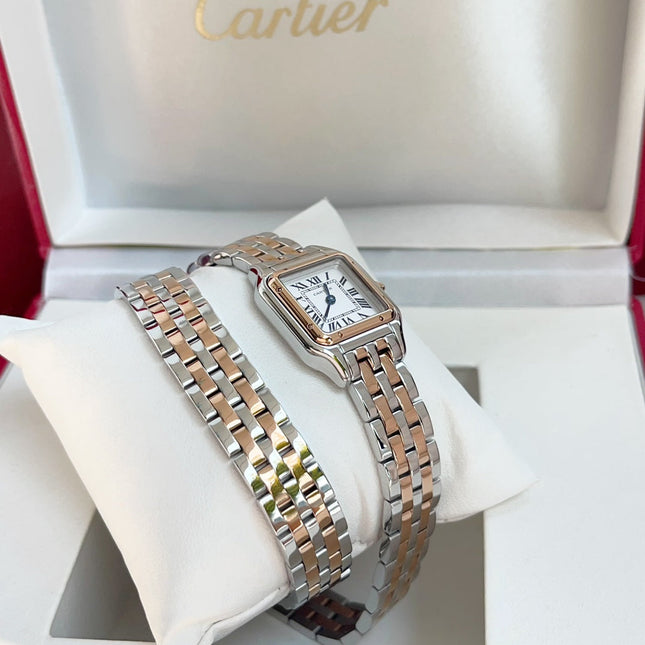 PANTHÈRE DE CARTIER WATCH PINK GOLD MIX SILVER CASE