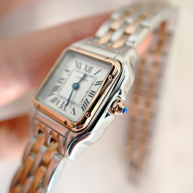 PANTHÈRE DE CARTIER WATCH PINK GOLD MIX SILVER CASE