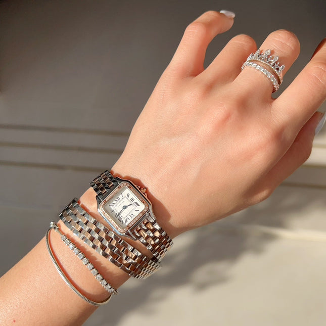 PANTHÈRE DE CARTIER WATCH PINK GOLD AND SILVER CASE
