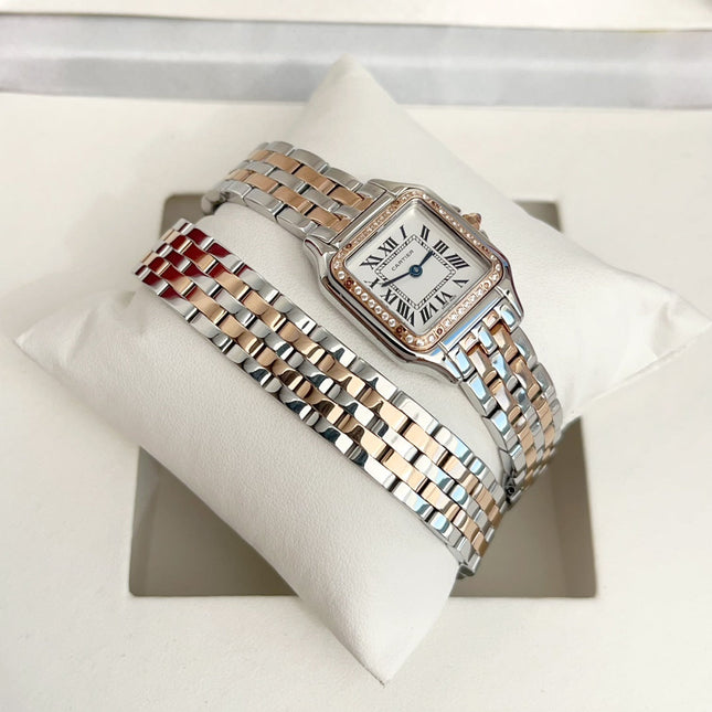 PANTHÈRE DE CARTIER WATCH PINK GOLD AND SILVER CASE