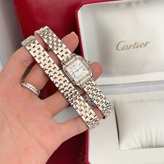 PANTHÈRE DE CARTIER WATCH PINK GOLD AND SILVER CASE