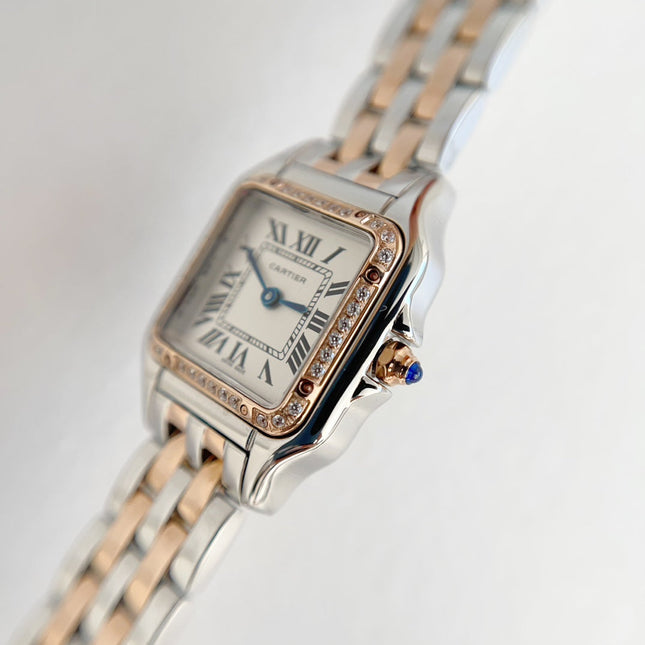 PANTHÈRE DE CARTIER WATCH PINK GOLD AND SILVER CASE