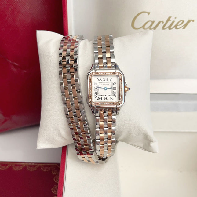 PANTHÈRE DE CARTIER WATCH PINK GOLD AND SILVER CASE