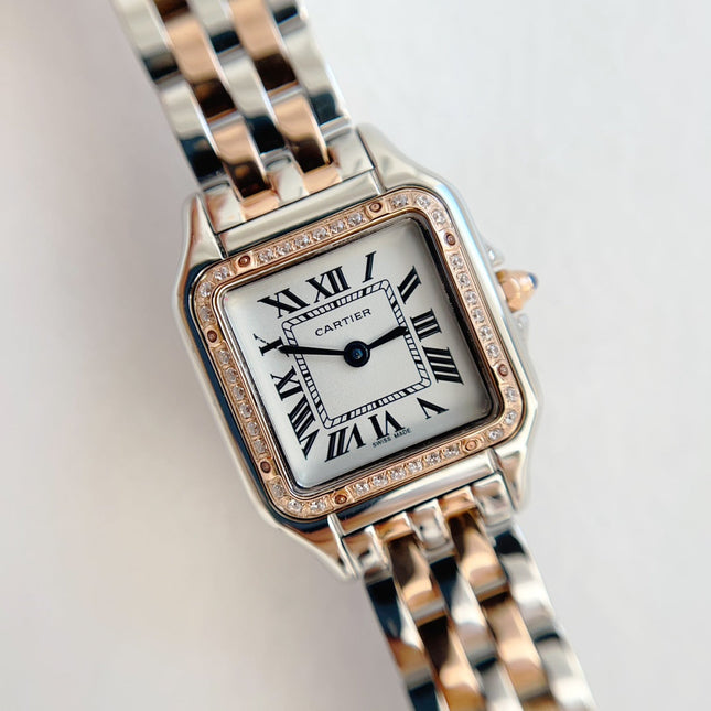 PANTHÈRE DE CARTIER WATCH PINK GOLD AND SILVER CASE
