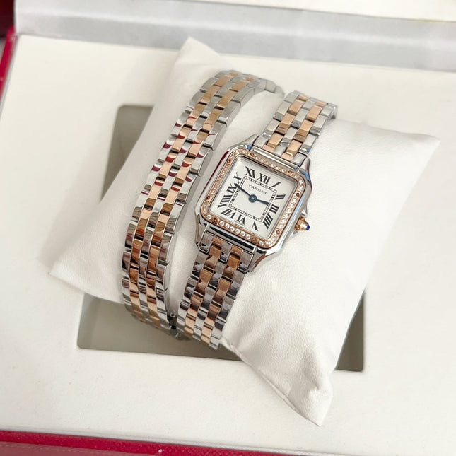 PANTHÈRE DE CARTIER WATCH PINK GOLD AND SILVER CASE