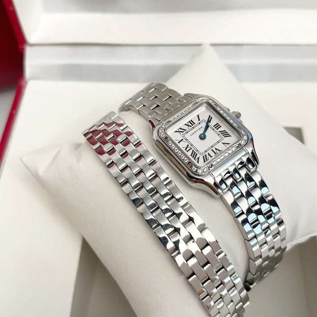 PANTHÈRE DE CARTIER WATCH SILVER CASE WITH CRYSTALS