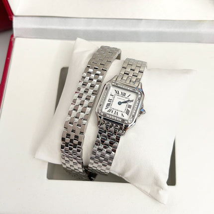 PANTHÈRE DE CARTIER WATCH SILVER CASE WITH CRYSTALS