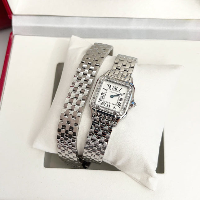 PANTHÈRE DE CARTIER WATCH SILVER CASE WITH CRYSTALS