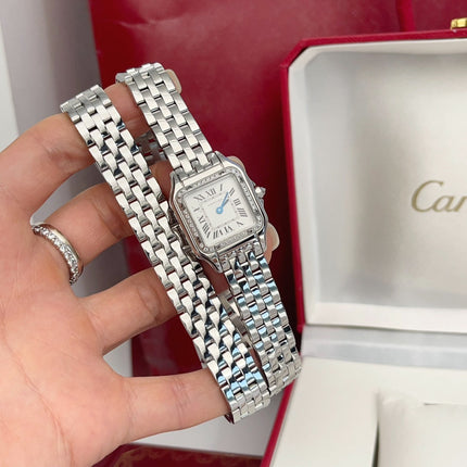 PANTHÈRE DE CARTIER WATCH SILVER CASE WITH CRYSTALS