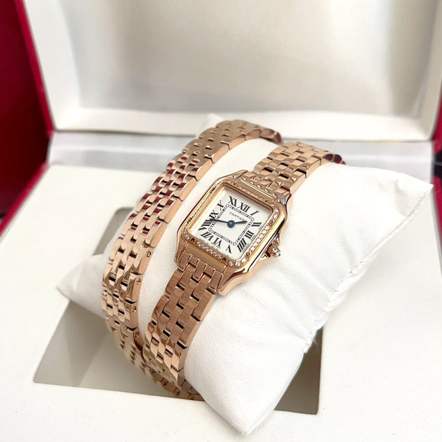 PANTHÈRE DE CARTIER WATCH PINK GOLD CASE WITH CRYSTALS