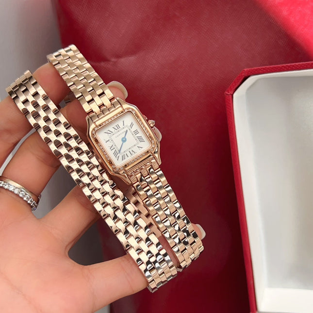 PANTHÈRE DE CARTIER WATCH PINK GOLD CASE WITH CRYSTALS