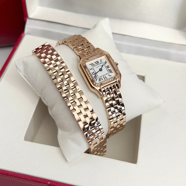 PANTHÈRE DE CARTIER WATCH PINK GOLD CASE WITH CRYSTALS