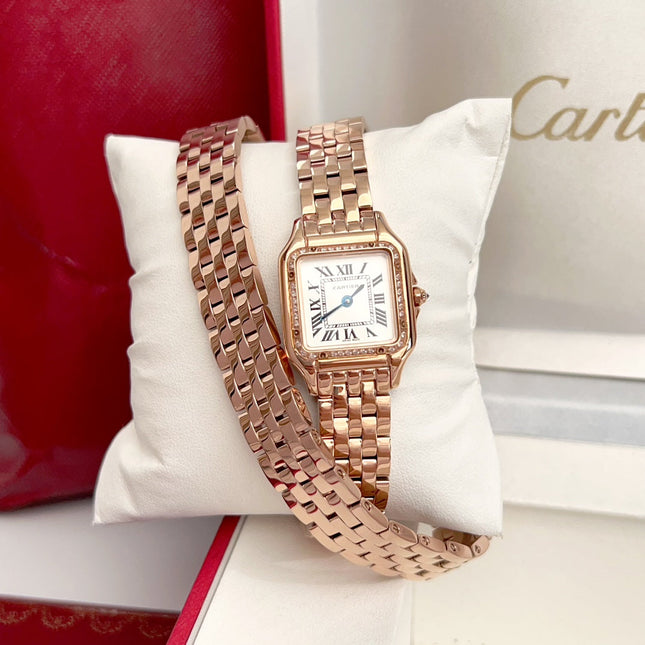 PANTHÈRE DE CARTIER WATCH PINK GOLD CASE WITH CRYSTALS