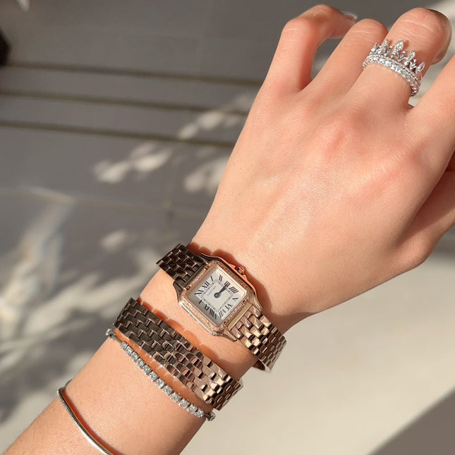 PANTHÈRE DE CARTIER WATCH PINK GOLD CASE WITH CRYSTALS