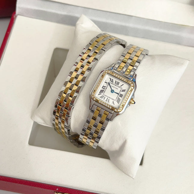 PANTHÈRE DE CARTIER WATCH GOLD AND SILVER CASE