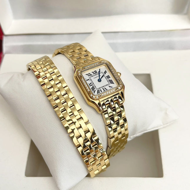 PANTHÈRE DE CARTIER WATCH GOLD CASE WITH CRYSTALS