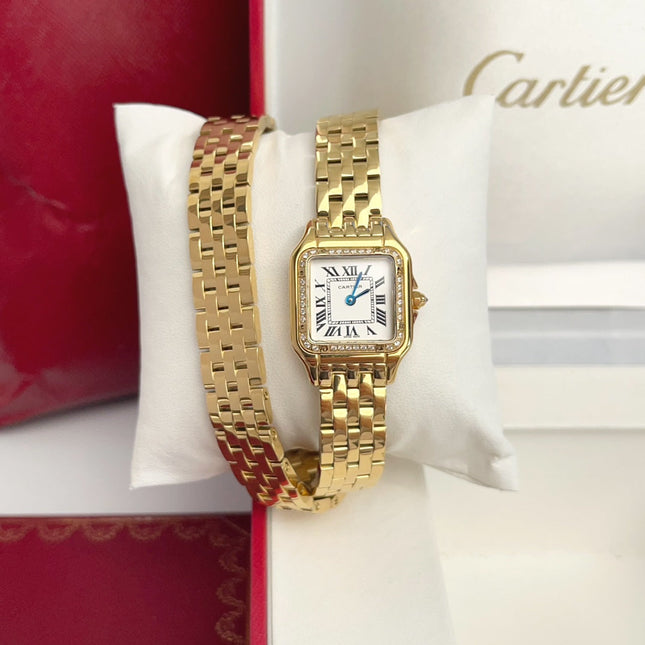 PANTHÈRE DE CARTIER WATCH GOLD CASE WITH CRYSTALS