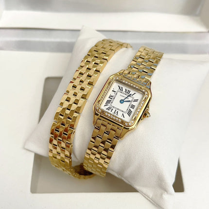 PANTHÈRE DE CARTIER WATCH GOLD CASE WITH CRYSTALS