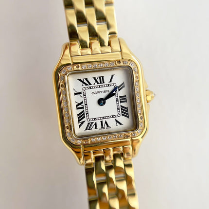 PANTHÈRE DE CARTIER WATCH GOLD CASE WITH CRYSTALS