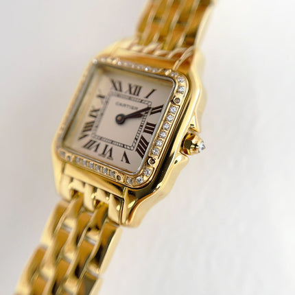 PANTHÈRE DE CARTIER WATCH GOLD CASE WITH CRYSTALS