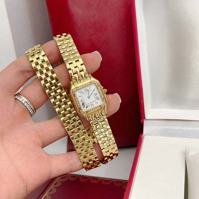 PANTHÈRE DE CARTIER WATCH GOLD CASE WITH CRYSTALS