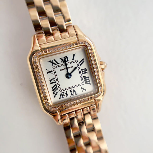 PANTHÈRE DE CARTIER WATCH PINK GOLD CASE WITH CRYSTALS