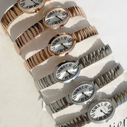 BAIGNOIRE DE CARTIER – OVAL SHAPE SILVER WITH SINGLE LINE DIAMONDS