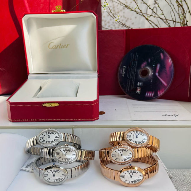 BAIGNOIRE DE CARTIER – OVAL SHAPE SILVER WITH SINGLE LINE DIAMONDS
