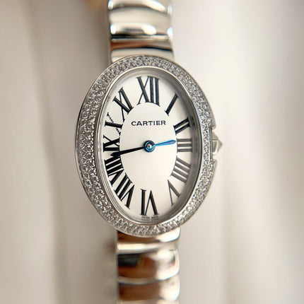 BAIGNOIRE DE CARTIER – OVAL SHAPE SILVER WITH SINGLE LINE DIAMONDS