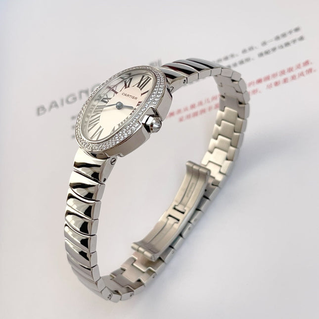 BAIGNOIRE DE CARTIER – OVAL SHAPE SILVER WITH SINGLE LINE DIAMONDS