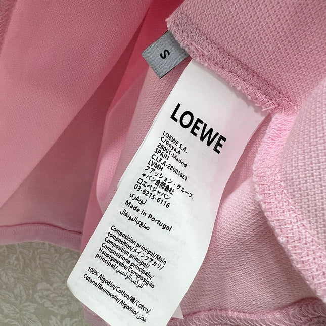 LOEWE OVERSIZED CROPPED POLO SHIRT WITH EMBROIDERED LOGO IN PINK