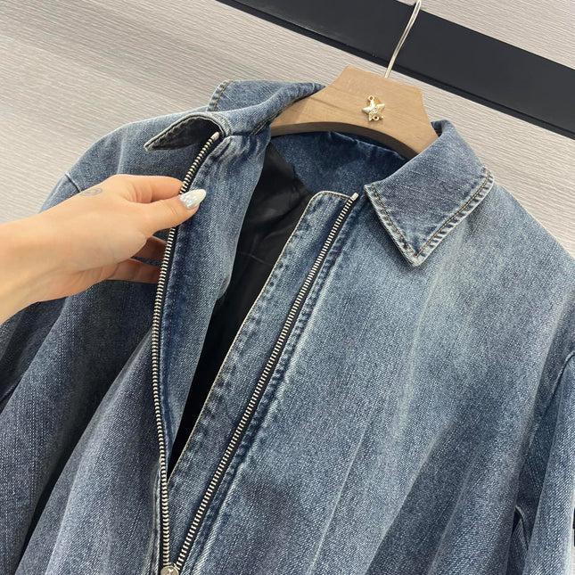 LOEWE DENIM JACKET WITH ZIPPER CLOSURE