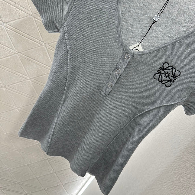 Loewe 25 T-Shirt V-Neck Grey Cotton